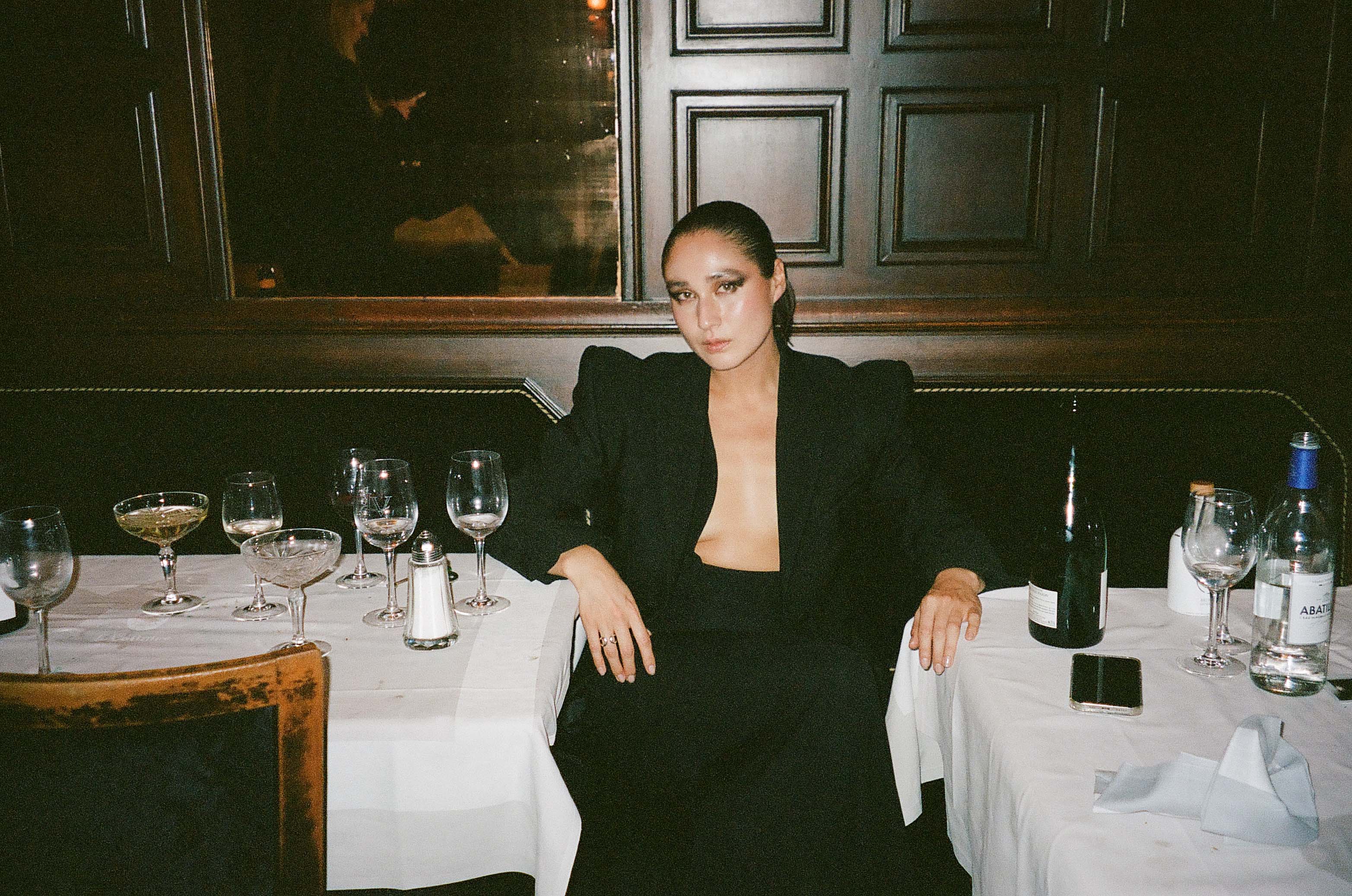 Diana Bartlett wears the Tailored Slope Halter Dress from SS23 Christopher Esber Diana Bartlett wears the Tailored Slope Halter Dress from SS23 Christopher Esber