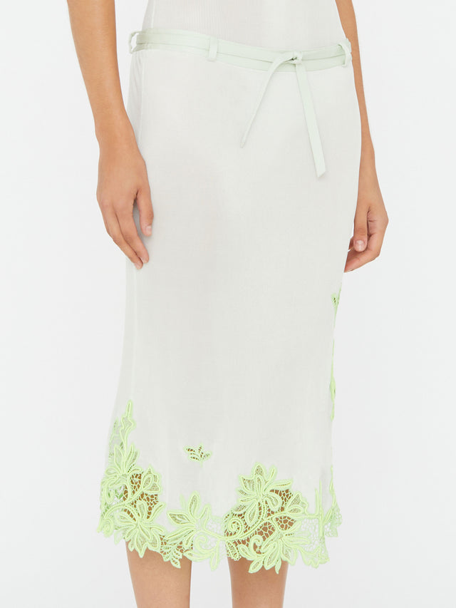 Hibiscus Embroidered Rib Skirt