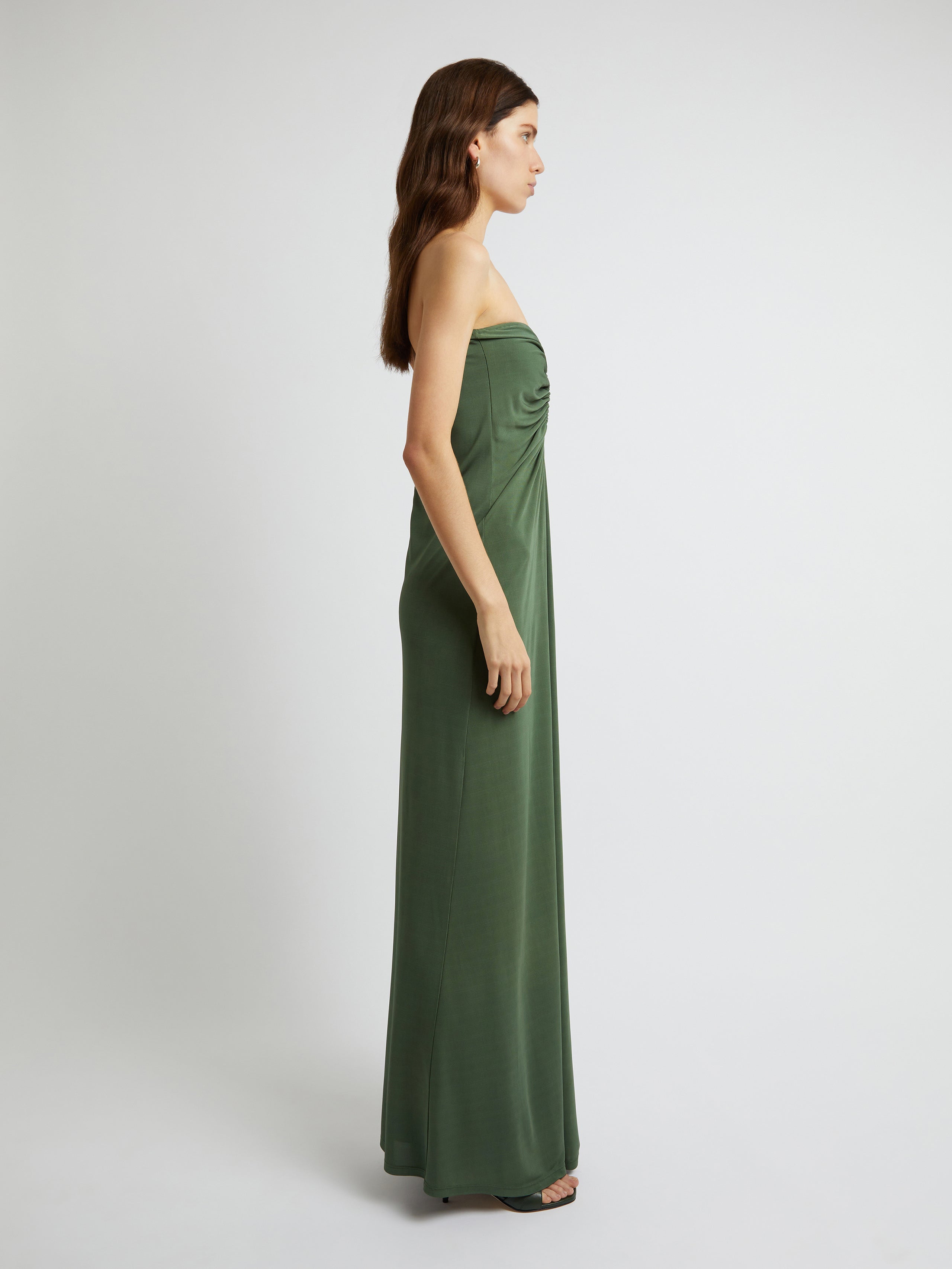 Arced Palm Strapless Dress