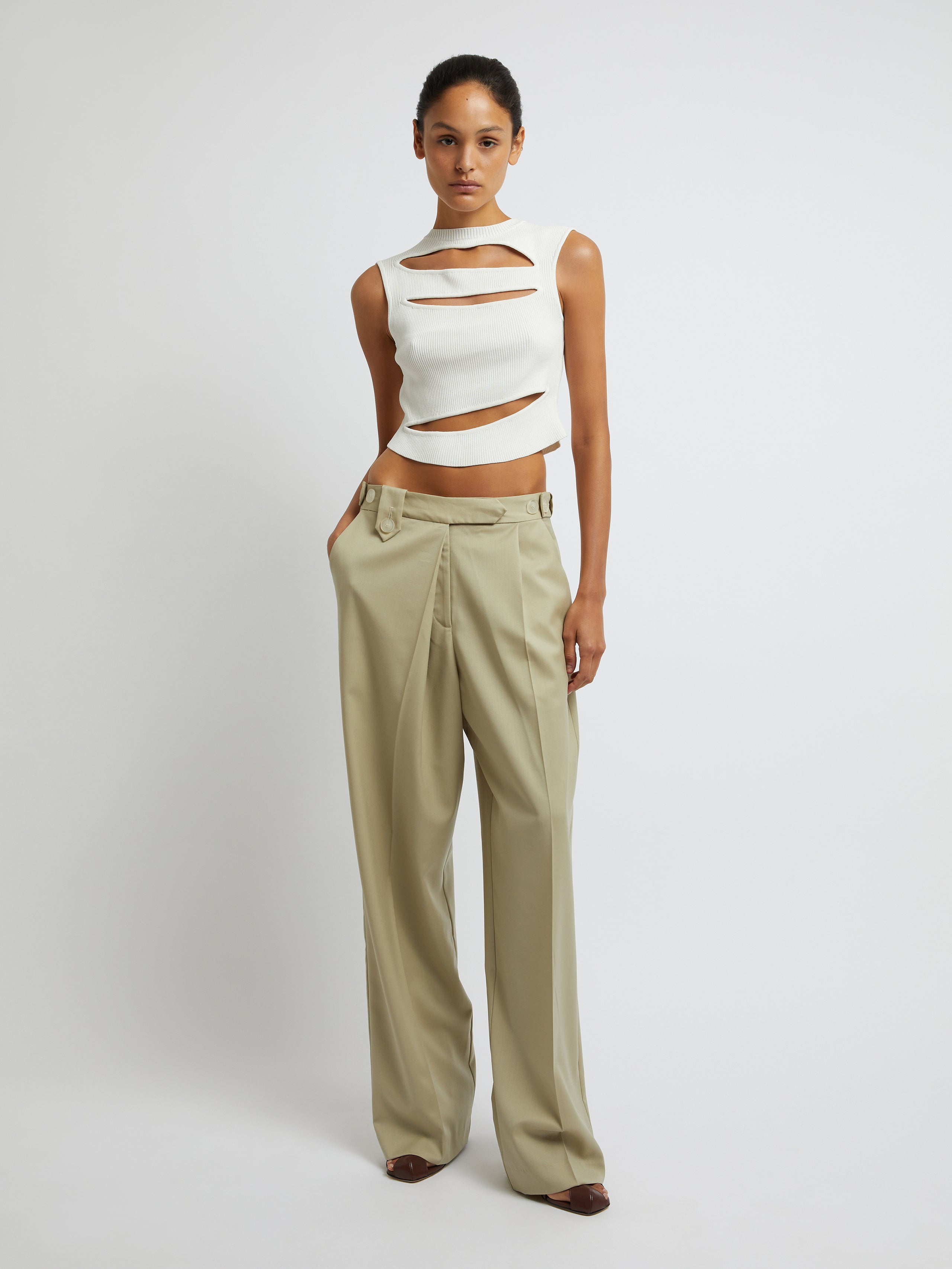 Slashed Knit Crop