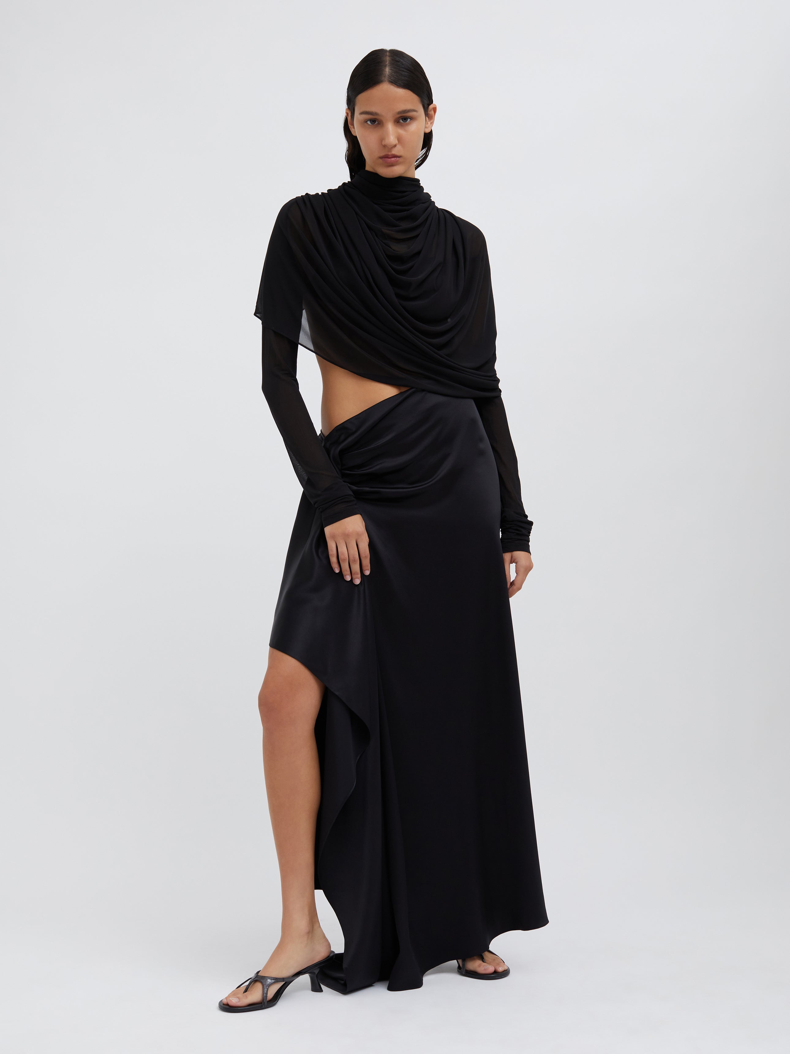 Casteret Draped Long Sleeve Shoulder Top