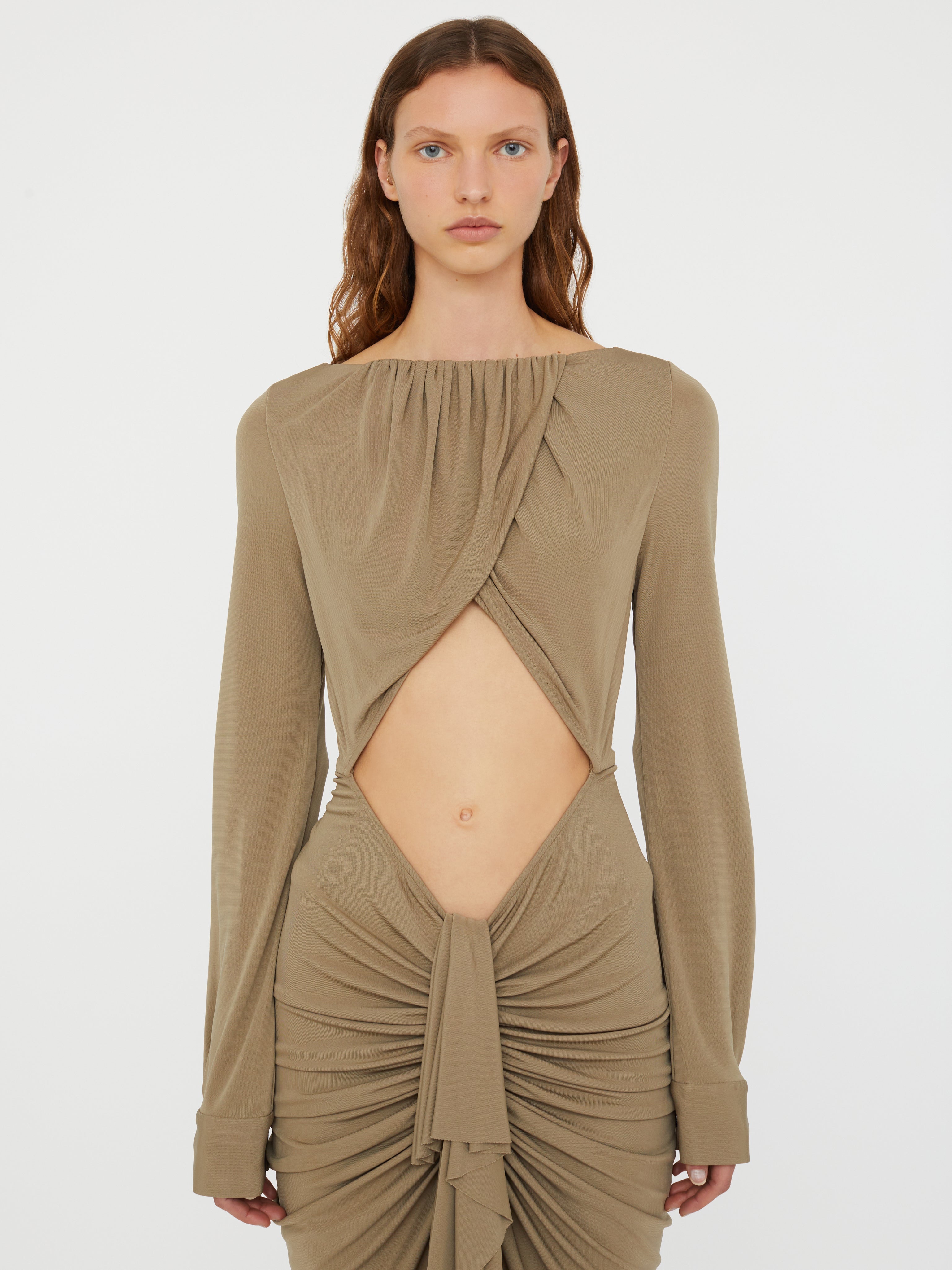 Bateau Drape Disconnect Dress