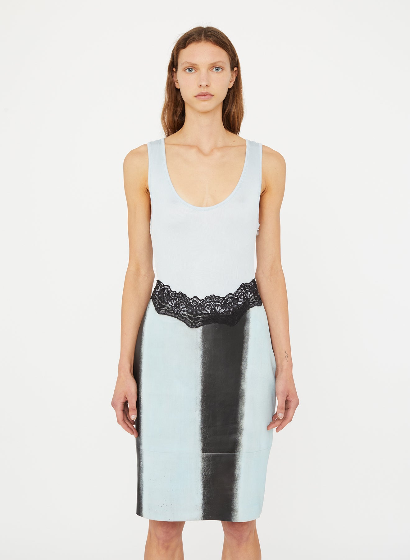 Ribbed Scuffed Leather Tank Dress
