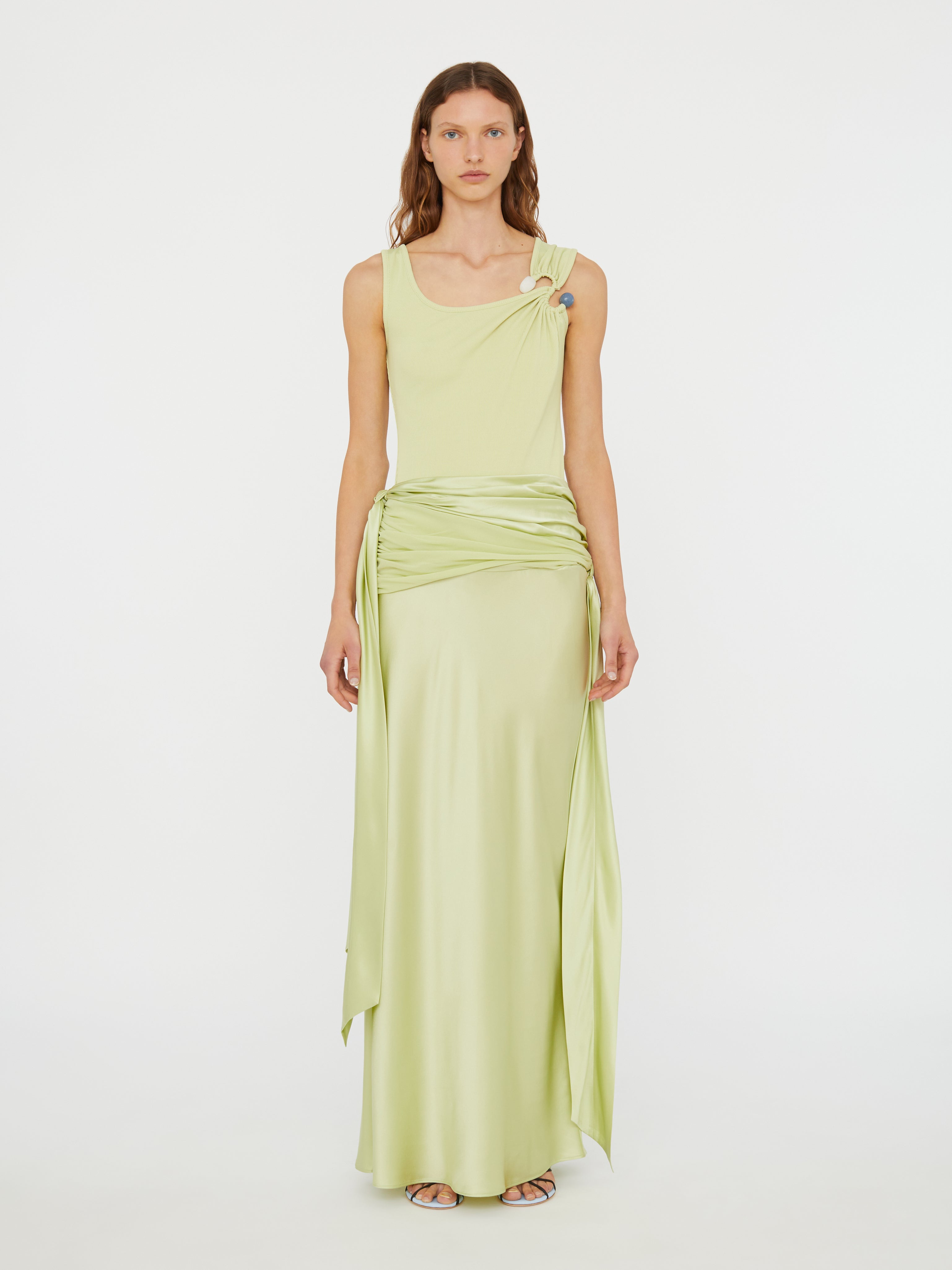 Knotted Silk Gather Skirt