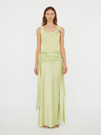Knotted Silk Gather Skirt