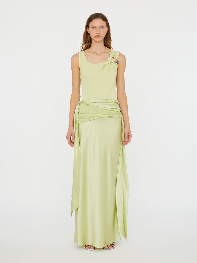Knotted Silk Gather Skirt