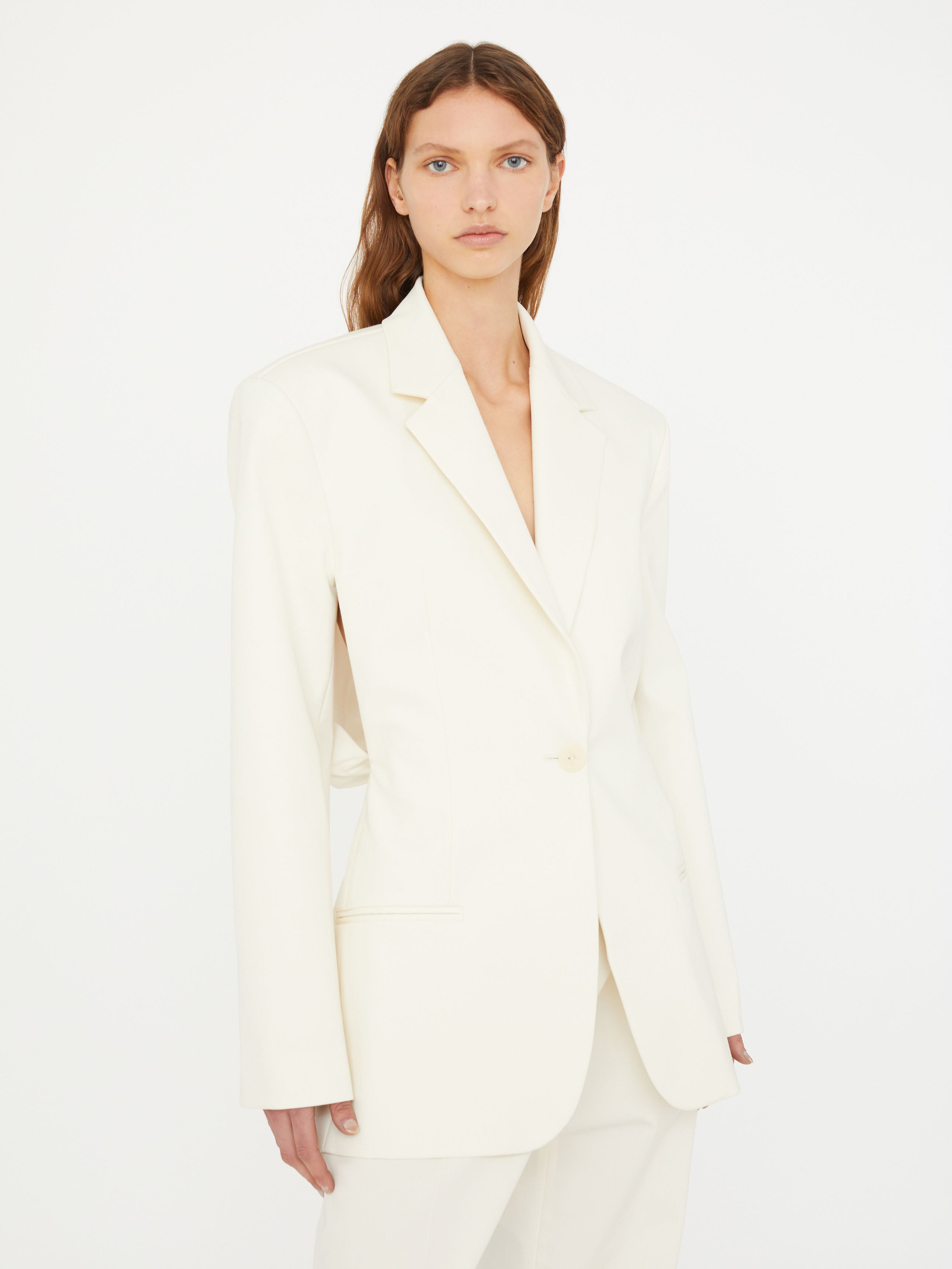 Intimate Bow Back Twill Blazer