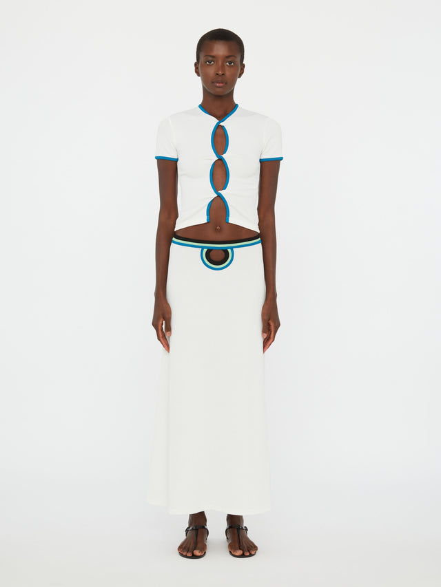 Open Twist Contrast Bind Tee