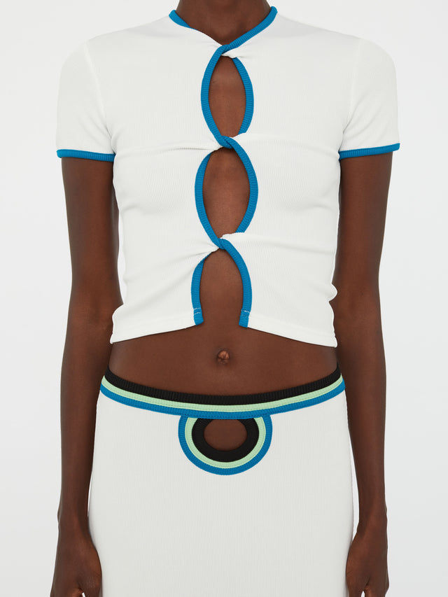 Open Twist Contrast Bind Tee