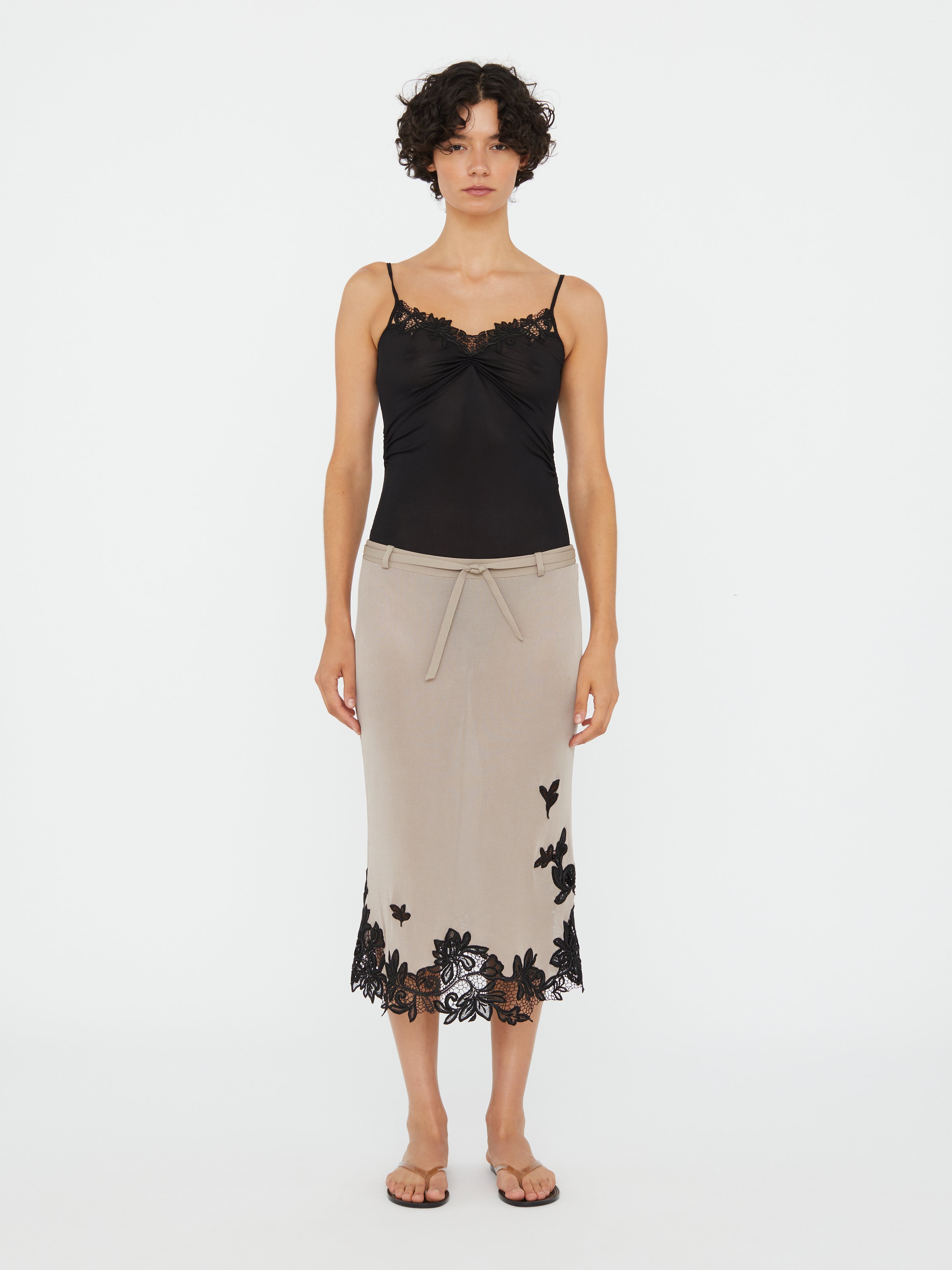 Hibiscus Embroidered Rib Bodysuit