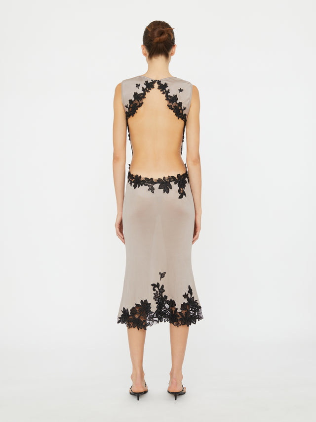 Hibiscus Embroidered Rib Dress