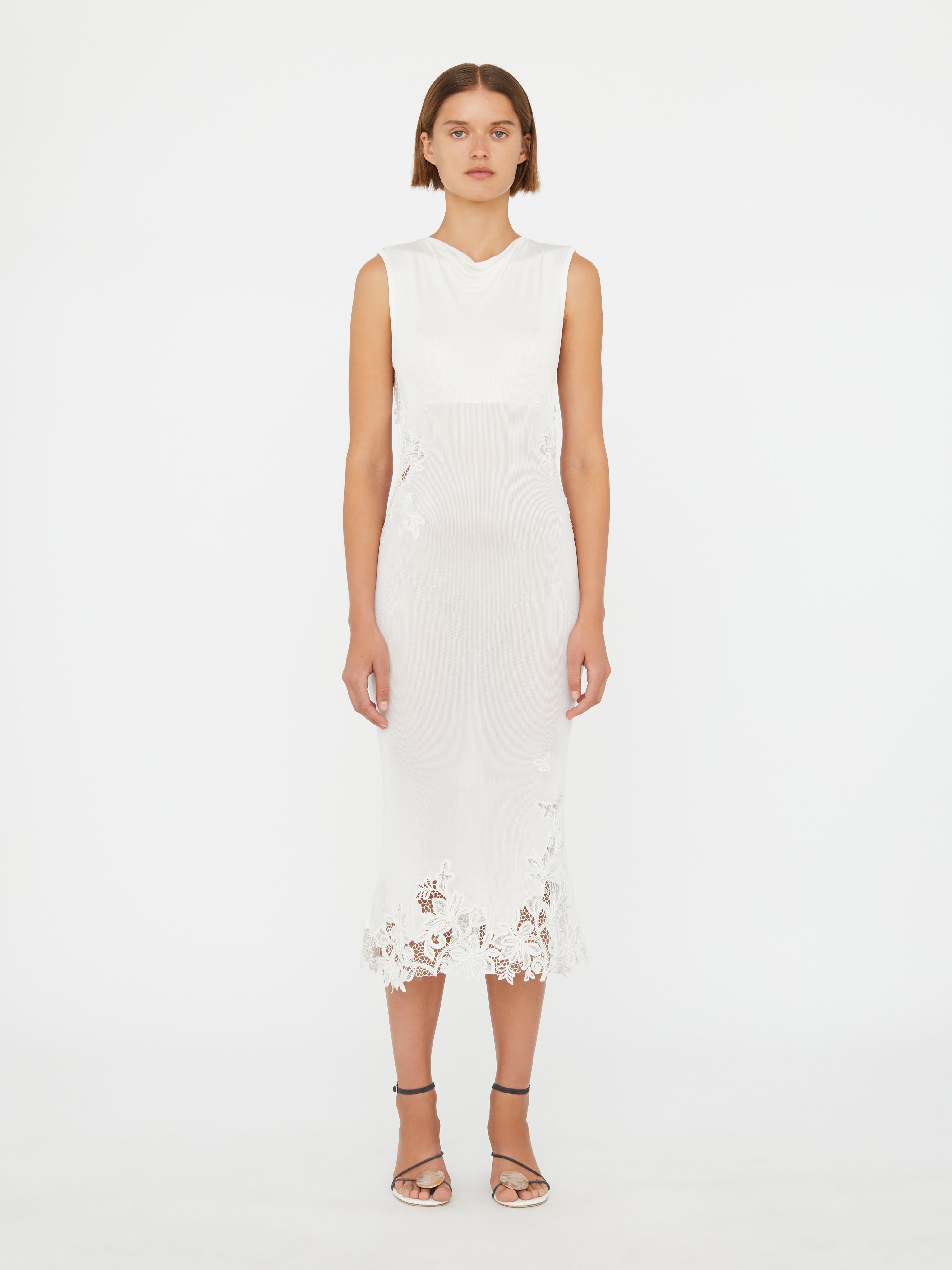 Hibiscus Embroidered Rib Dress