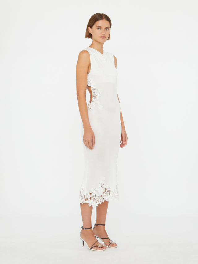 Hibiscus Embroidered Rib Dress