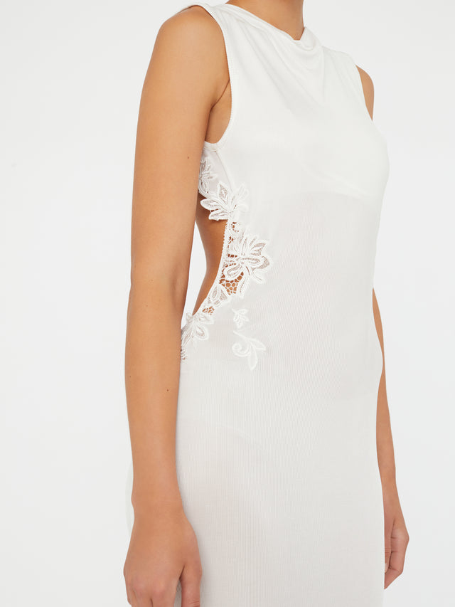 Hibiscus Embroidered Rib Dress