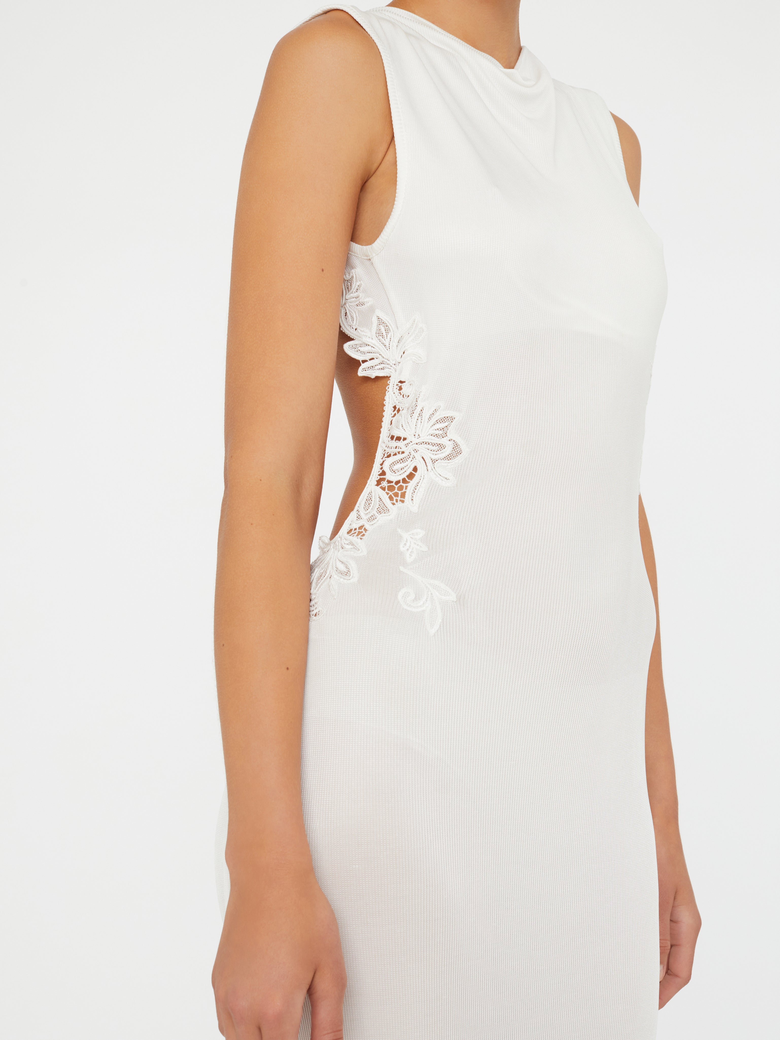 Hibiscus Embroidered Rib Dress