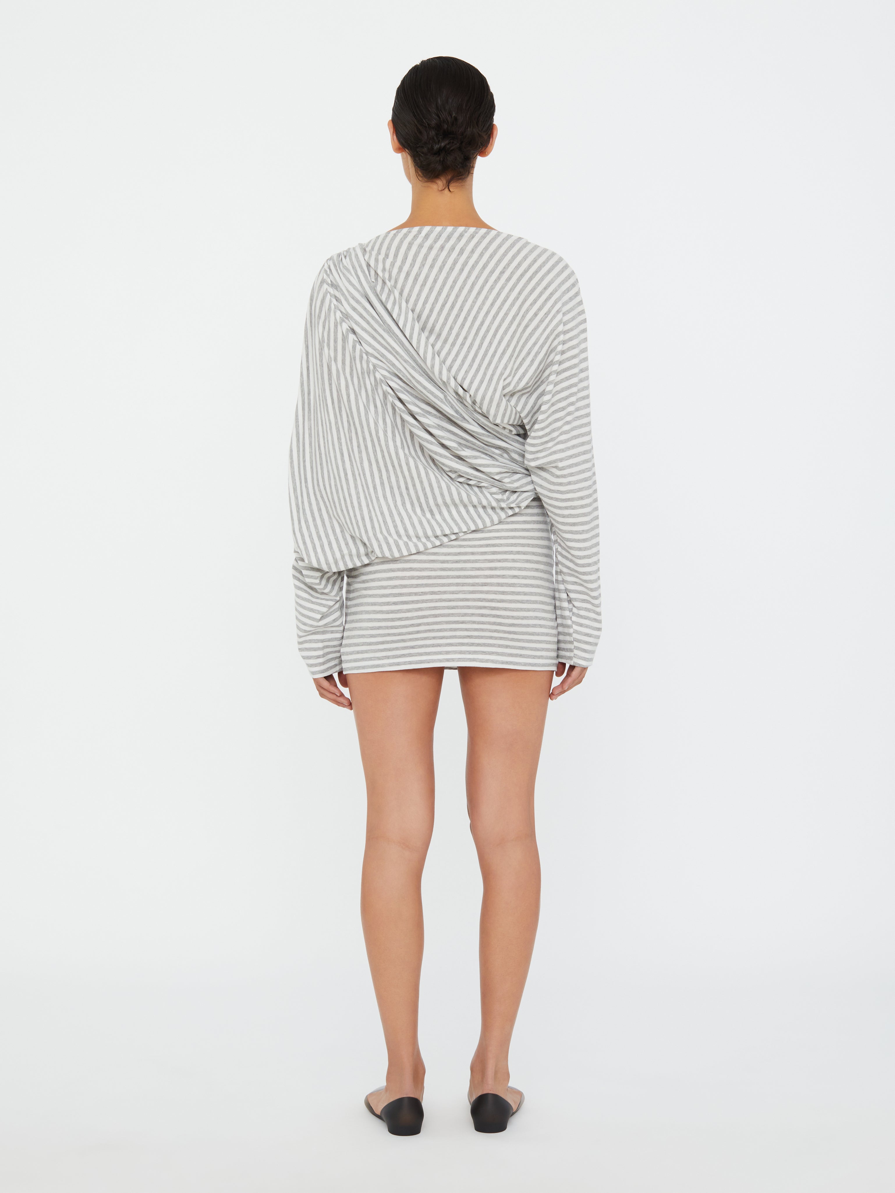 Aiba Draped Cotton Jersey Long Sleeve Dress