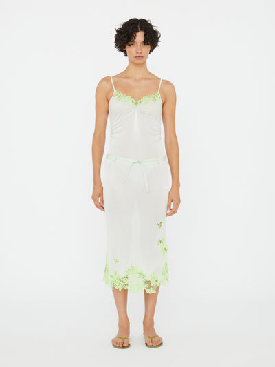 Hibiscus Embroidered Rib Skirt