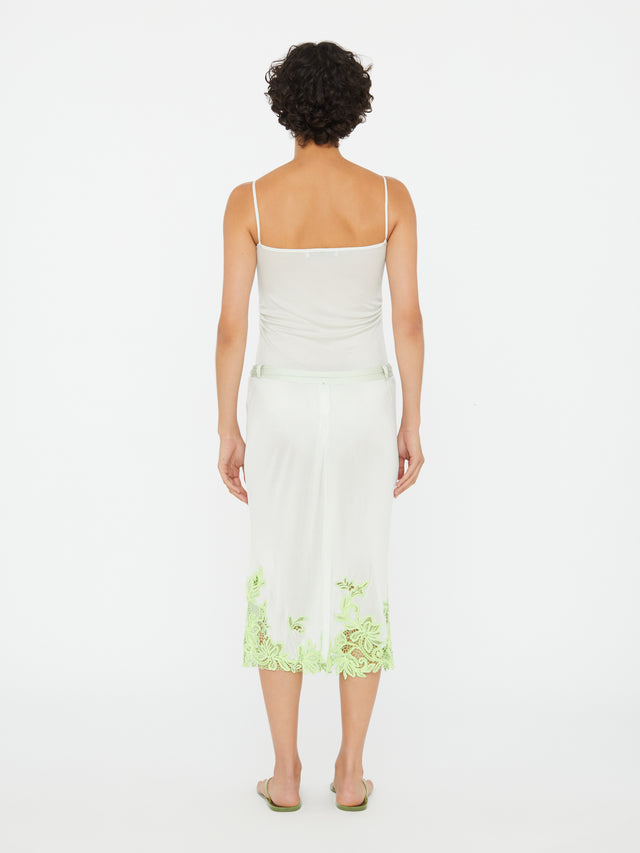 Hibiscus Embroidered Rib Skirt