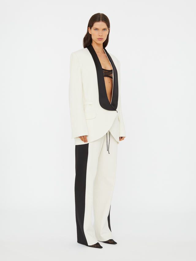 Tuxedo Contrast Silk Blazer