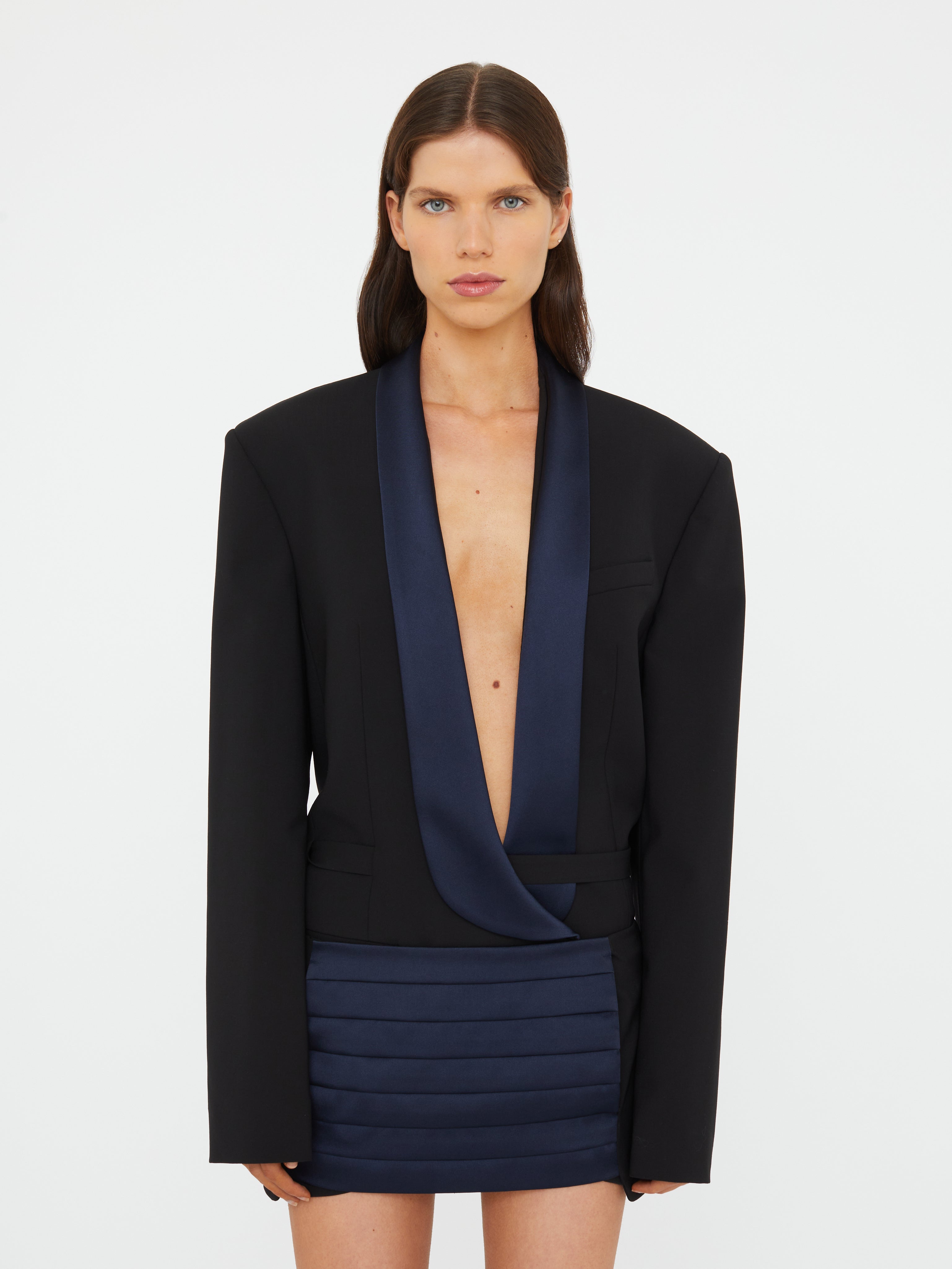 Tuxedo Contrast Wool Blazer