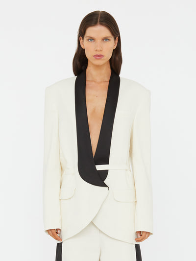 Tuxedo Contrast Silk Blazer