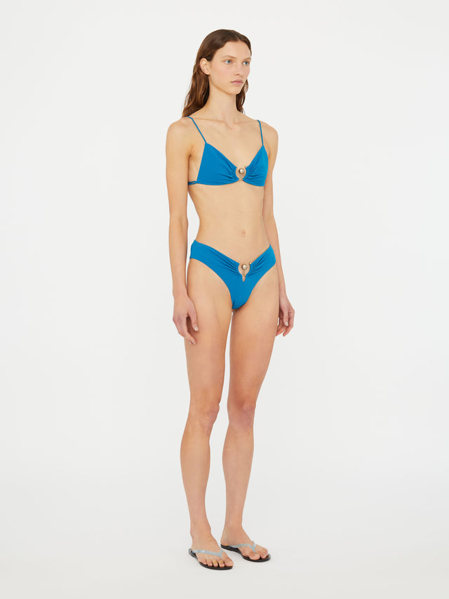 Ruched Orbit Triangle Bikini Top