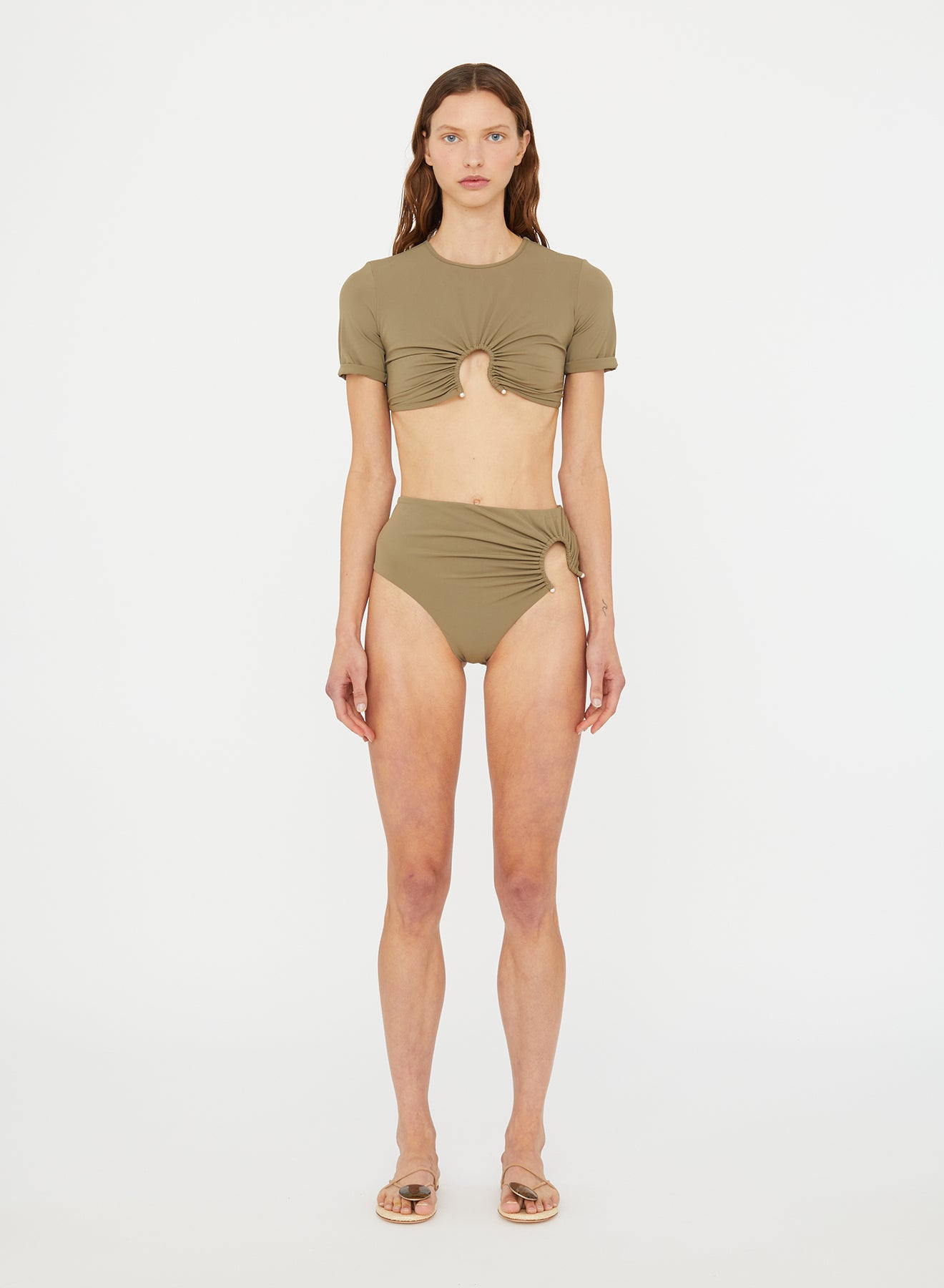 Ruched Crescent Swim Tee