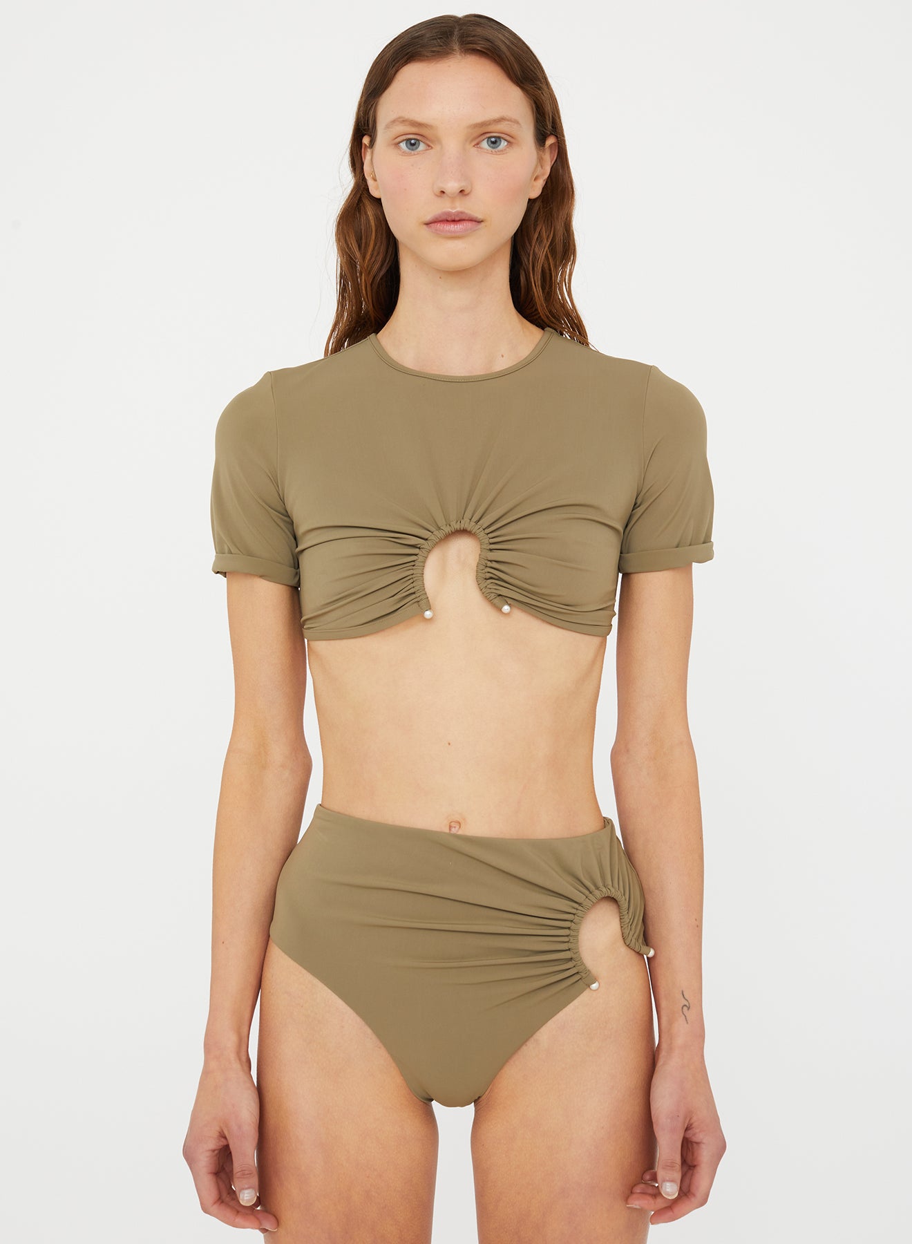 Ruched Crescent Swim Tee