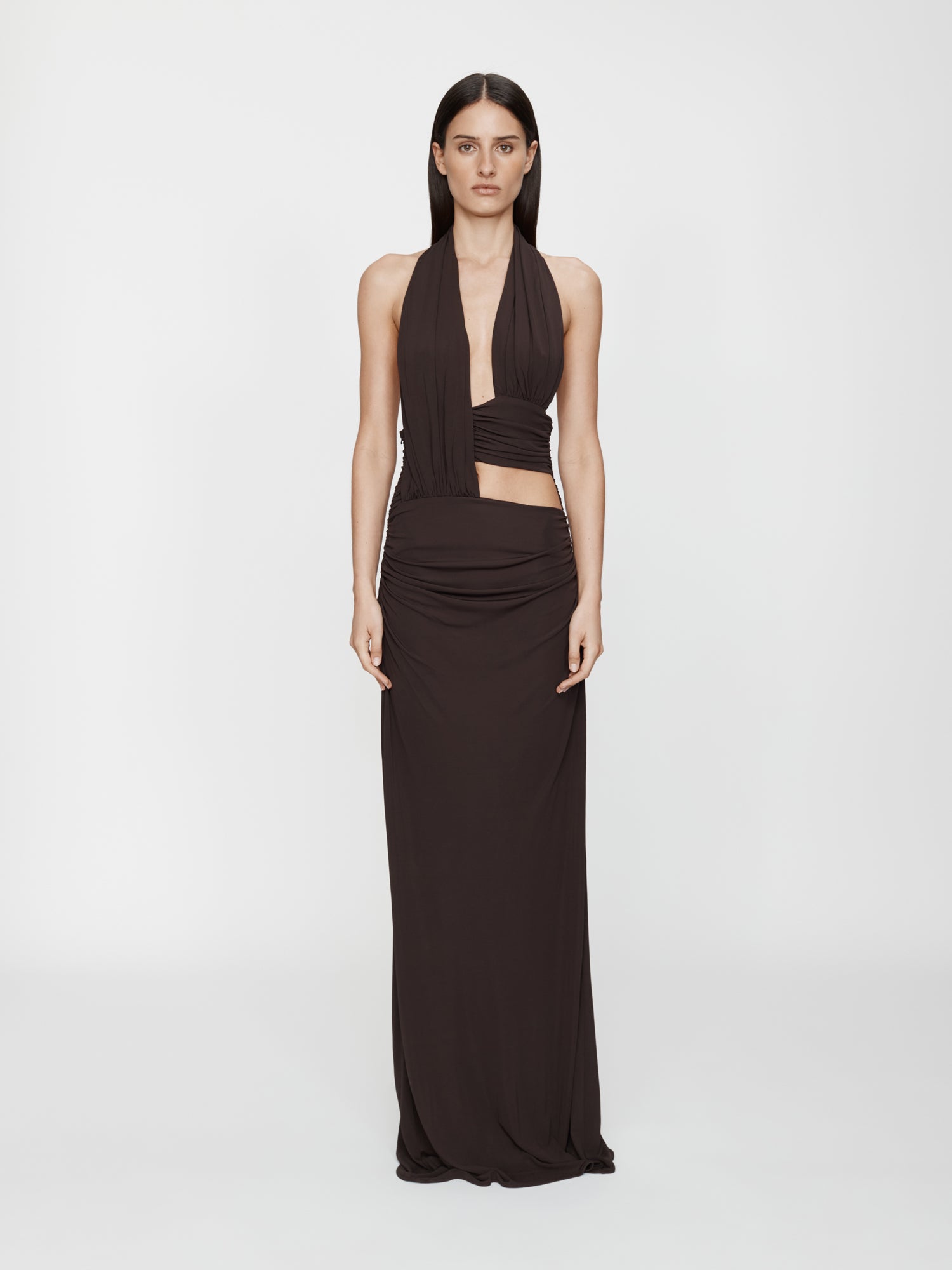 Draped Cummerbund Jersey Dress