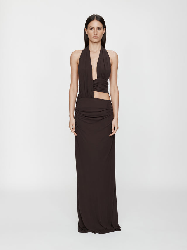 Draped Cummerbund Jersey Dress