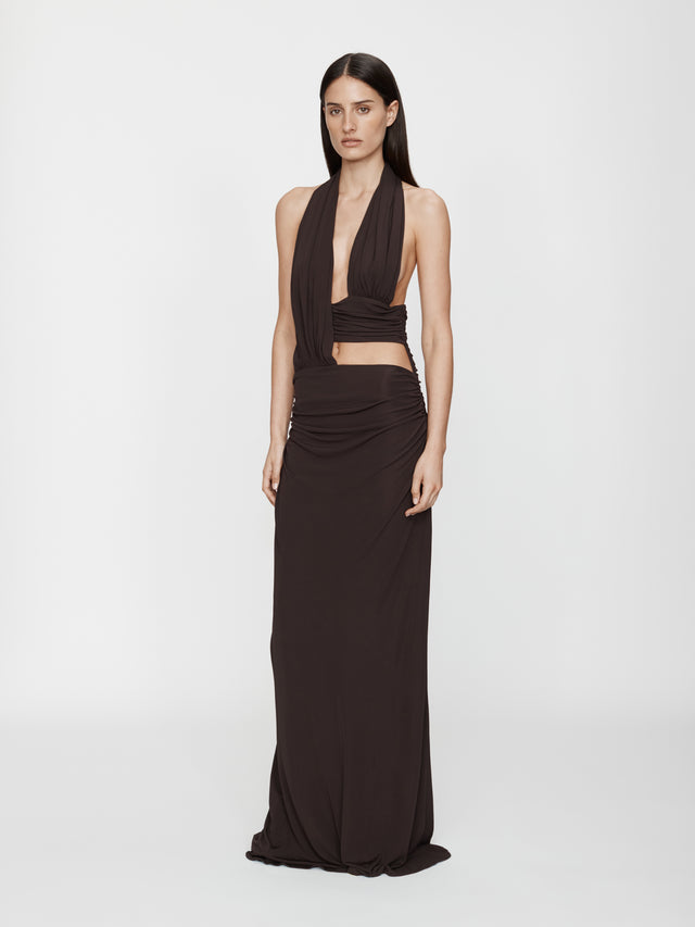 Draped Cummerbund Jersey Dress