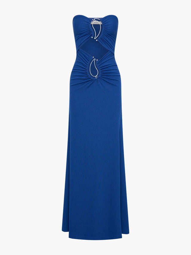 Paisley Ruched Disconnect Strapless Dress