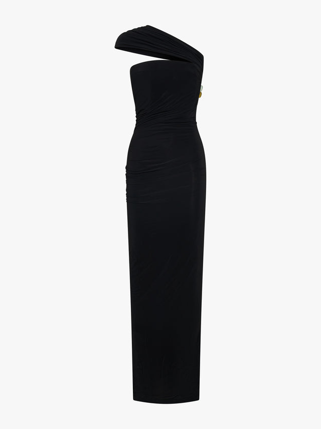 Beach Glass Draped Jersey Strapless Dress