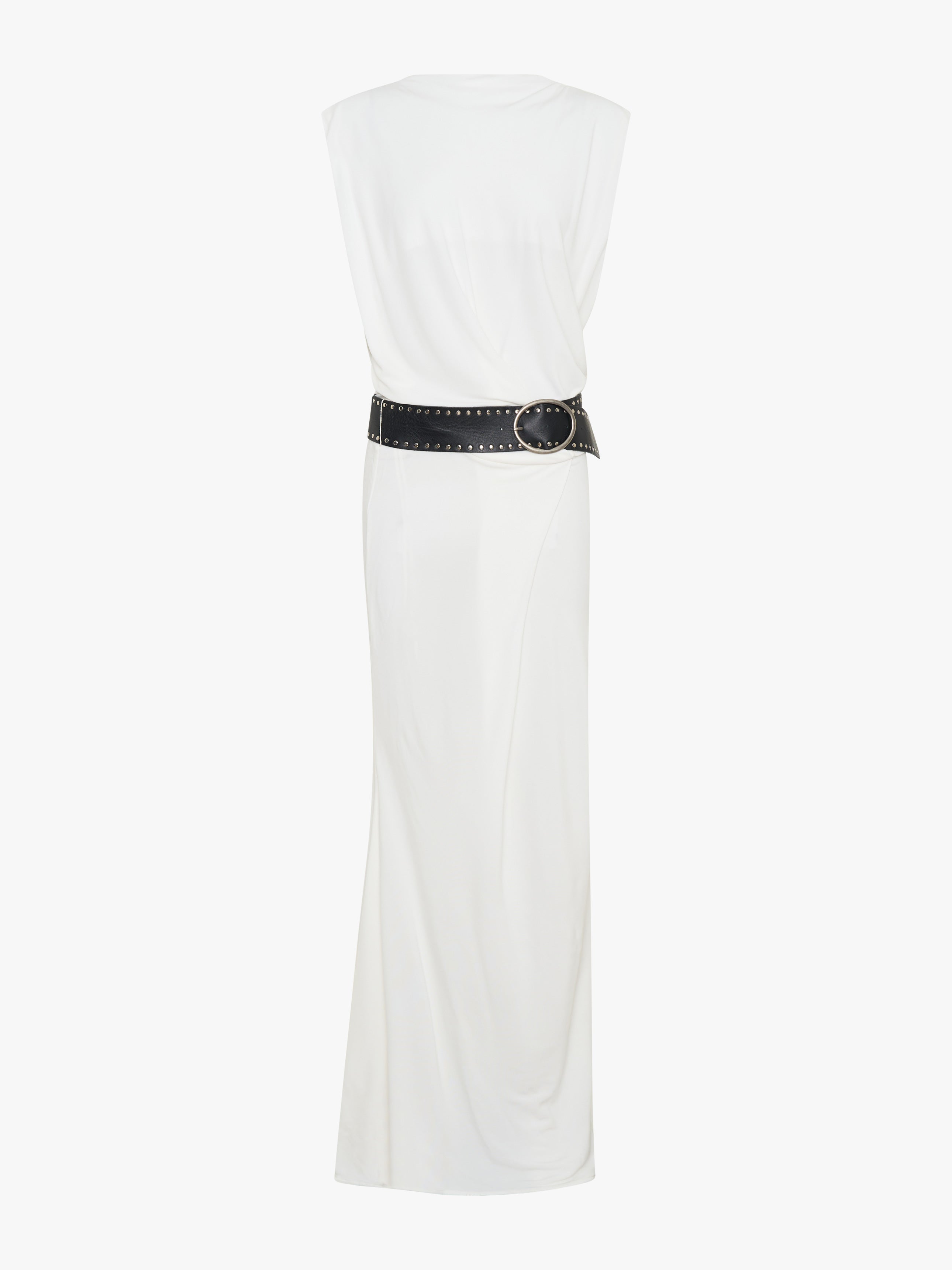 Leather Belted Drop Jersey Dress