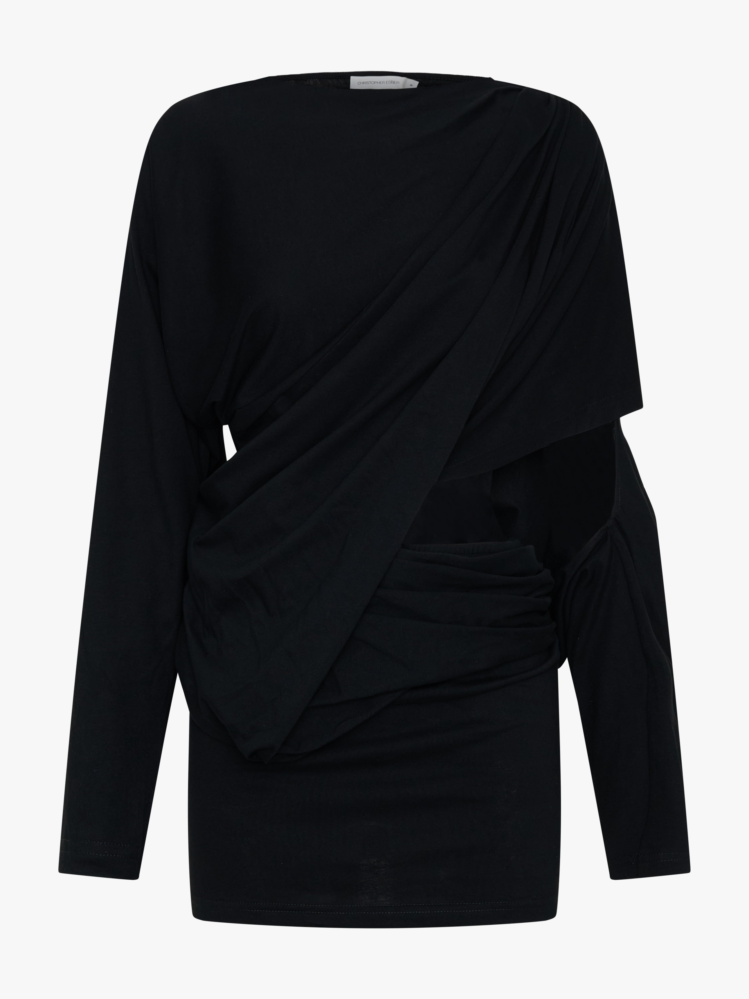 Aiba Draped Cotton Jersey Long Sleeve Dress