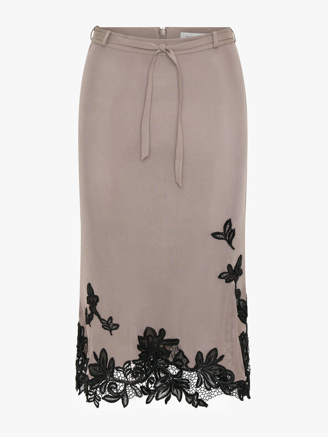 Hibiscus Embroidered Rib Skirt
