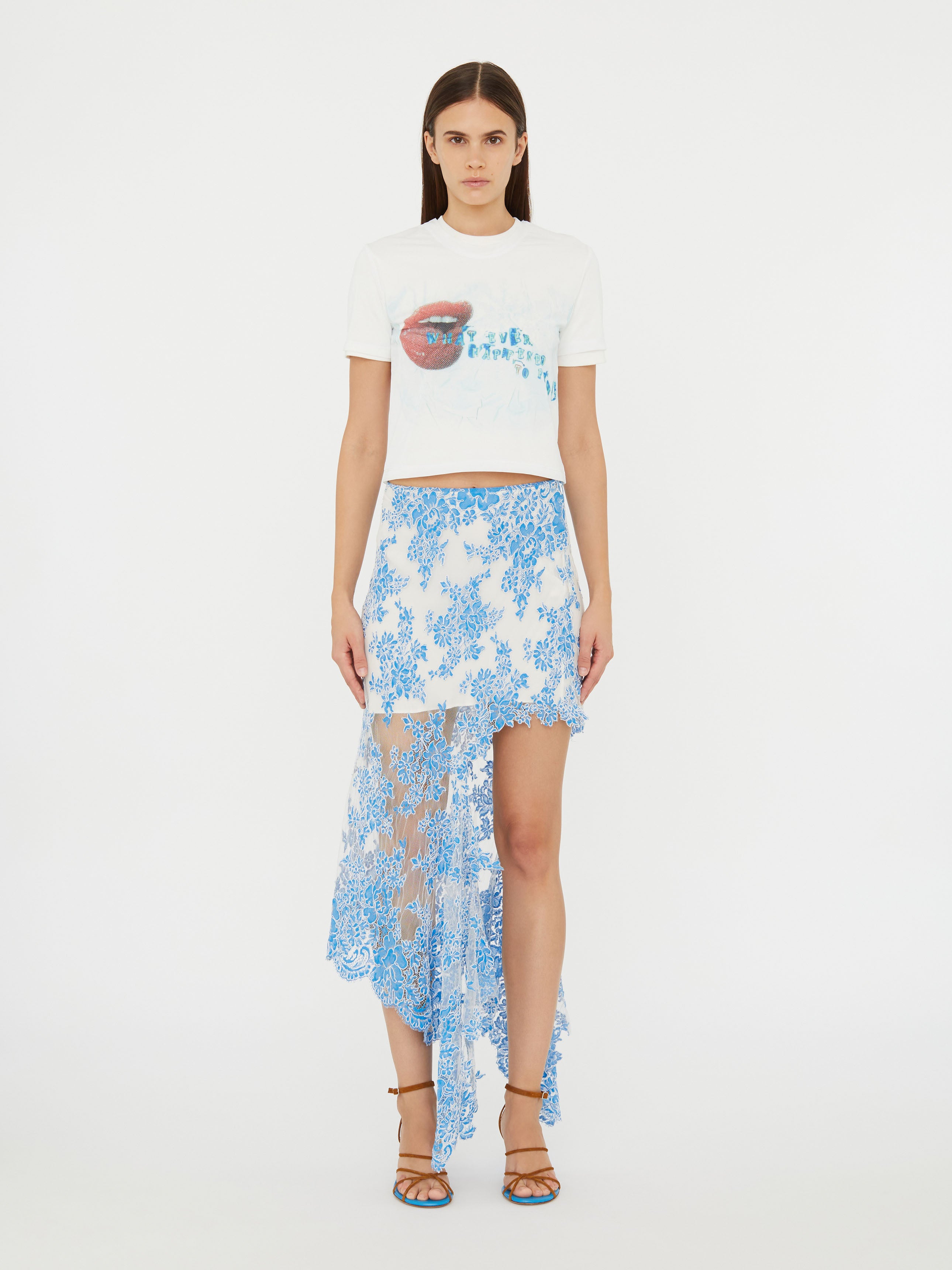 Floating Lace Asymmetric Skirt