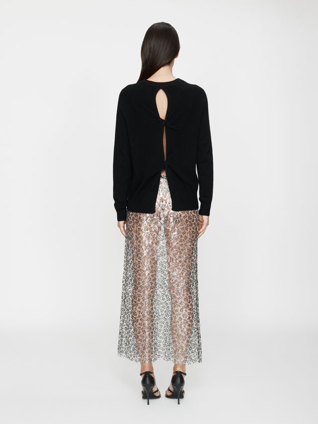 Sequined Lace Column Skirt
