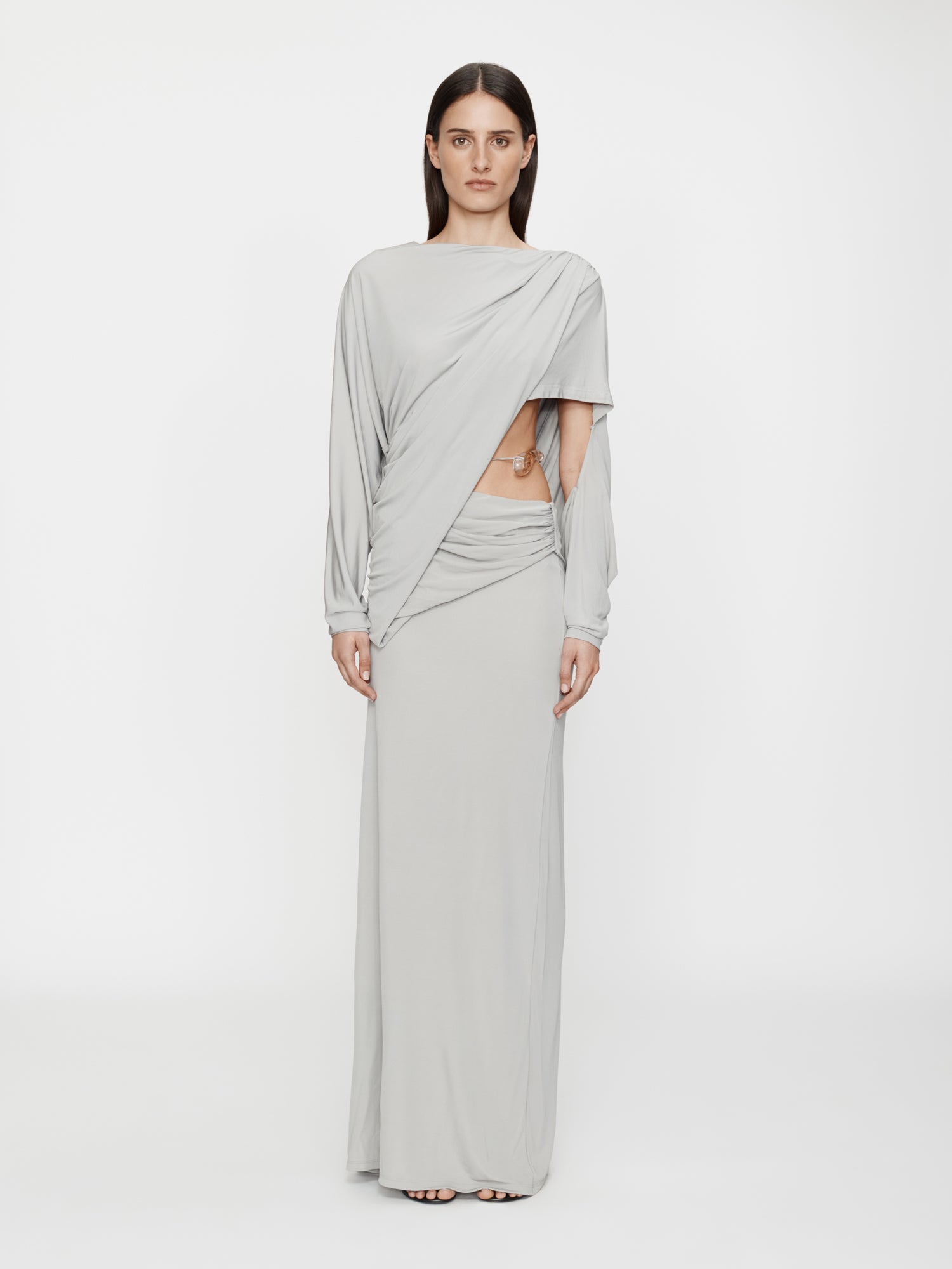 Encased Nature Resin Draped Jersey Dress