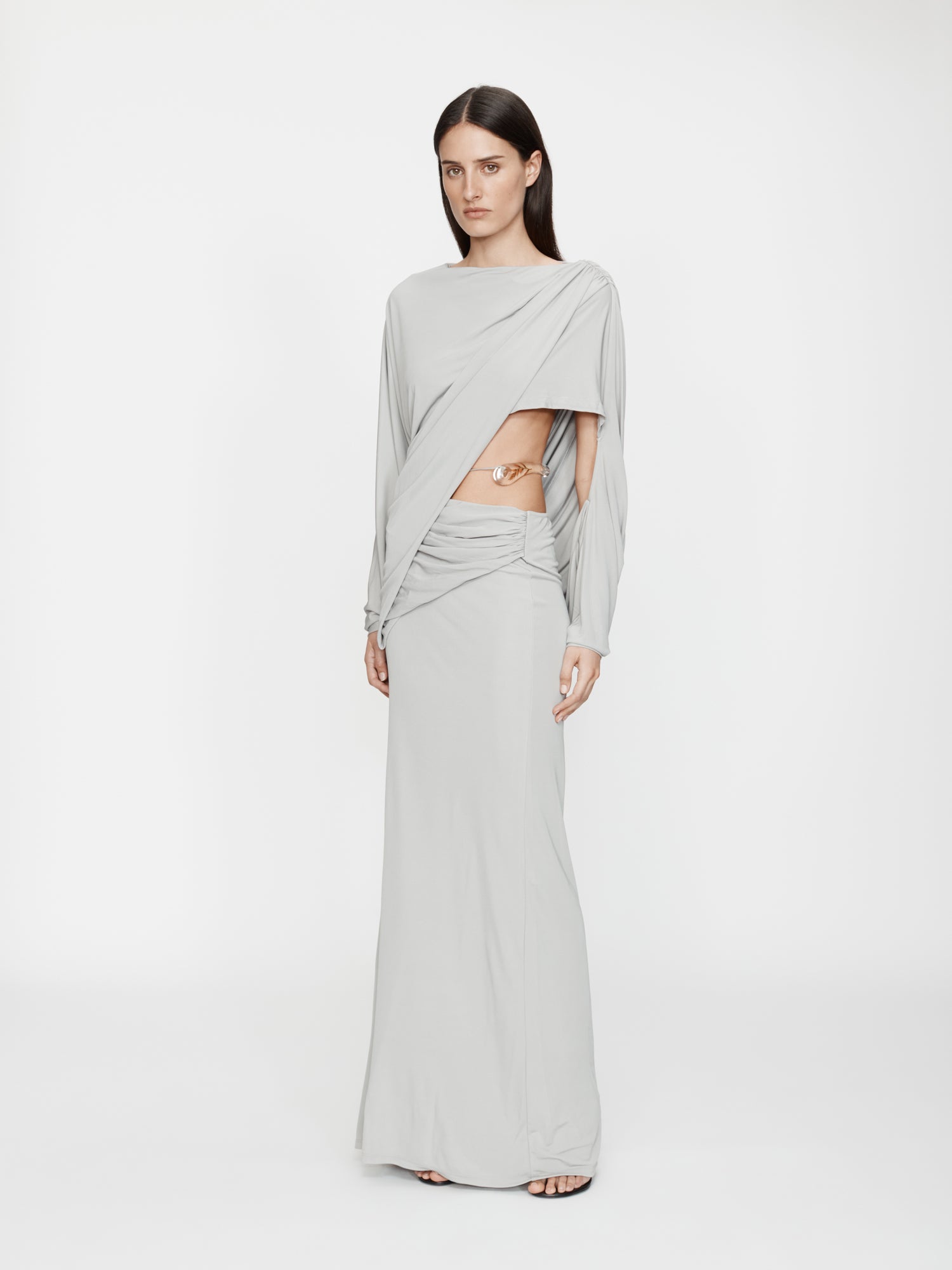 Encased Nature Resin Draped Jersey Dress