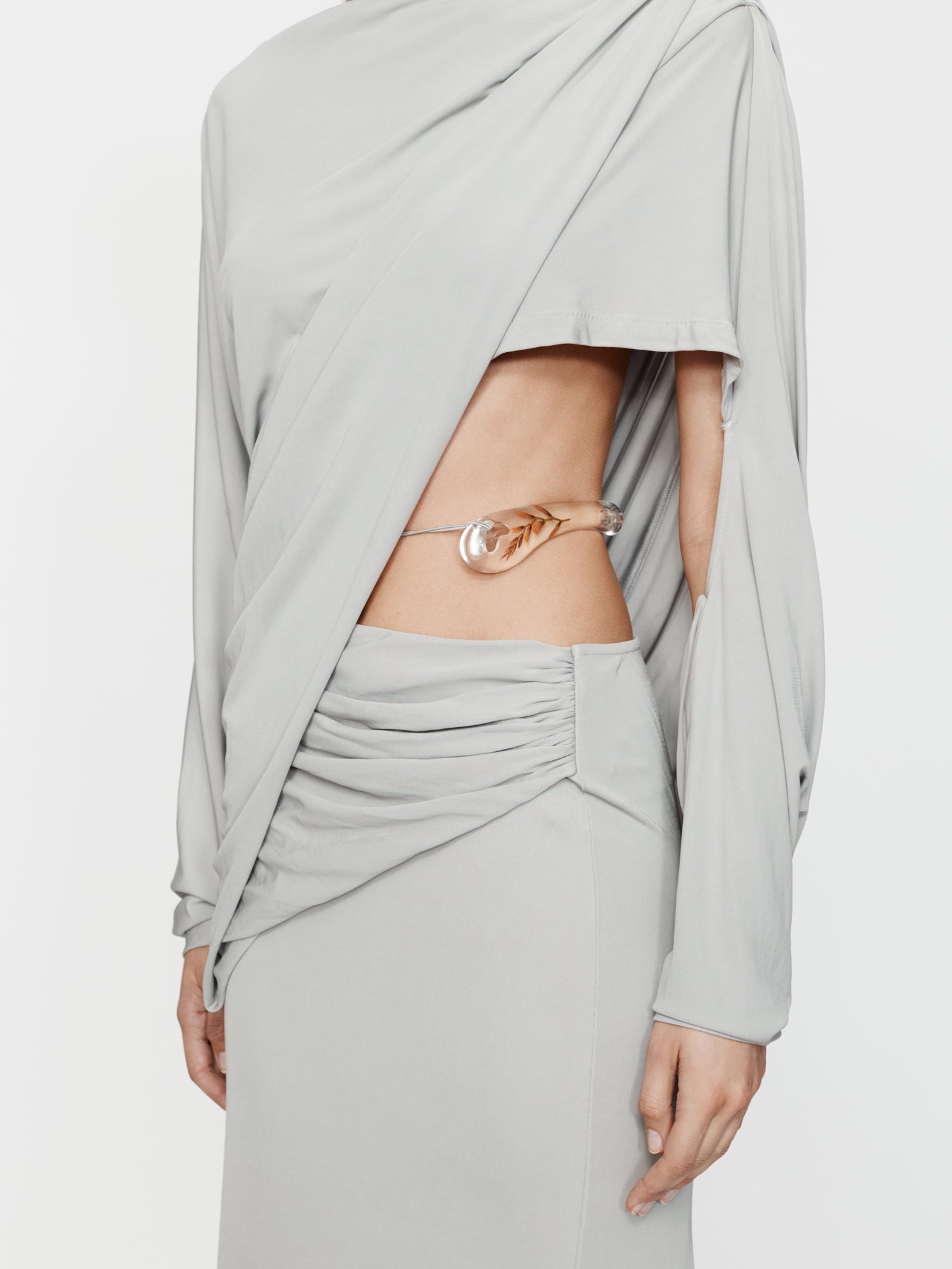 Encased Nature Resin Draped Jersey Dress