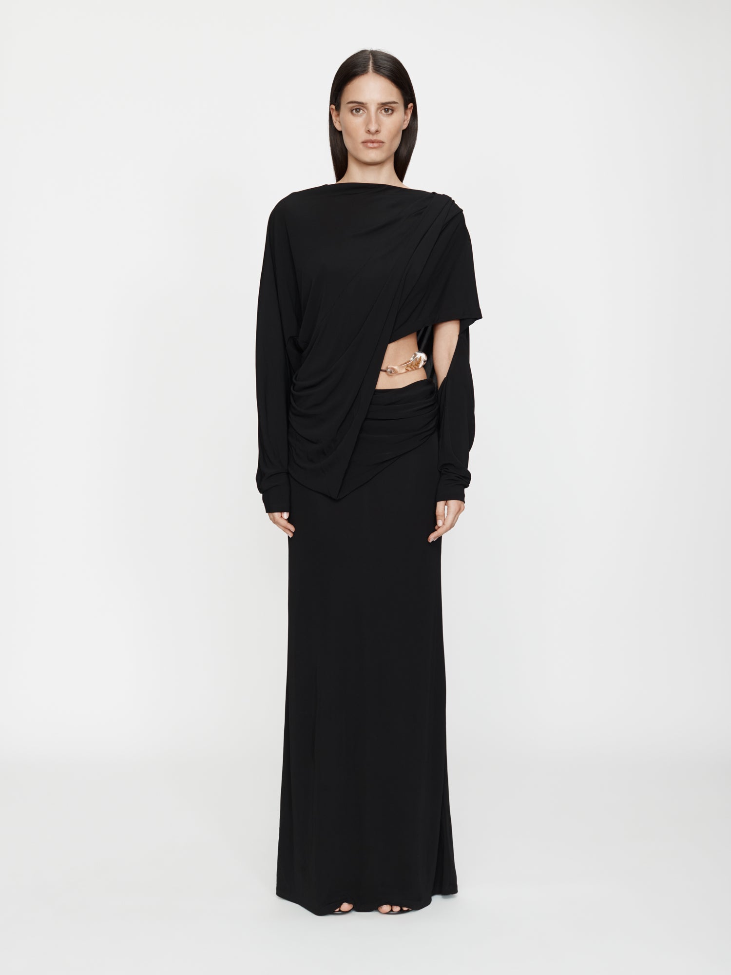 Encased Nature Resin Draped Jersey Dress