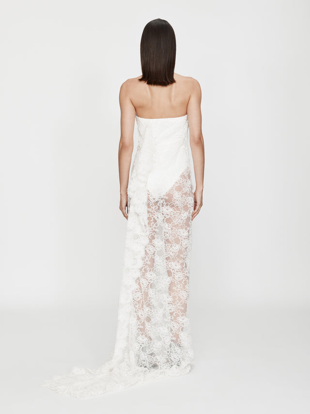 Floating Lace Strapless Gown