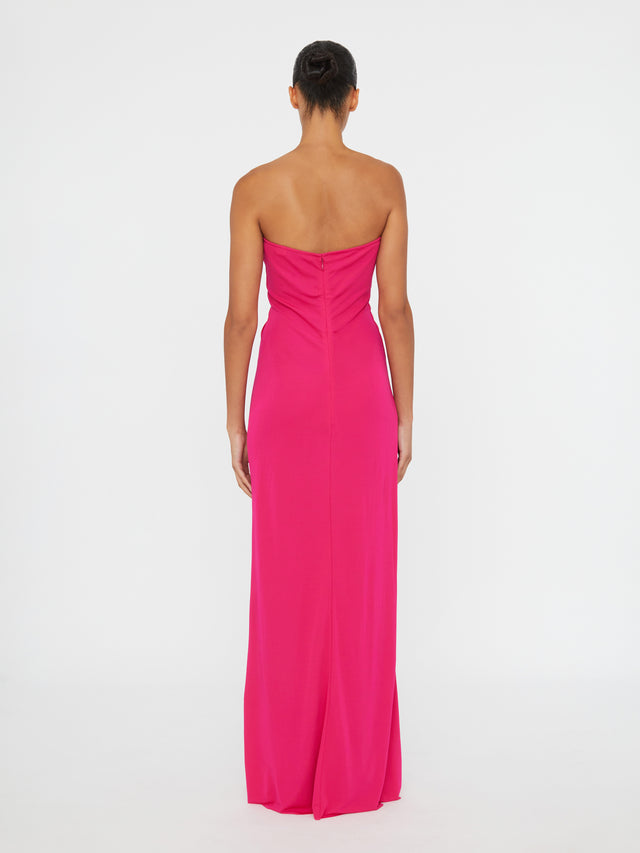 Arced Palm Strapless Dress
