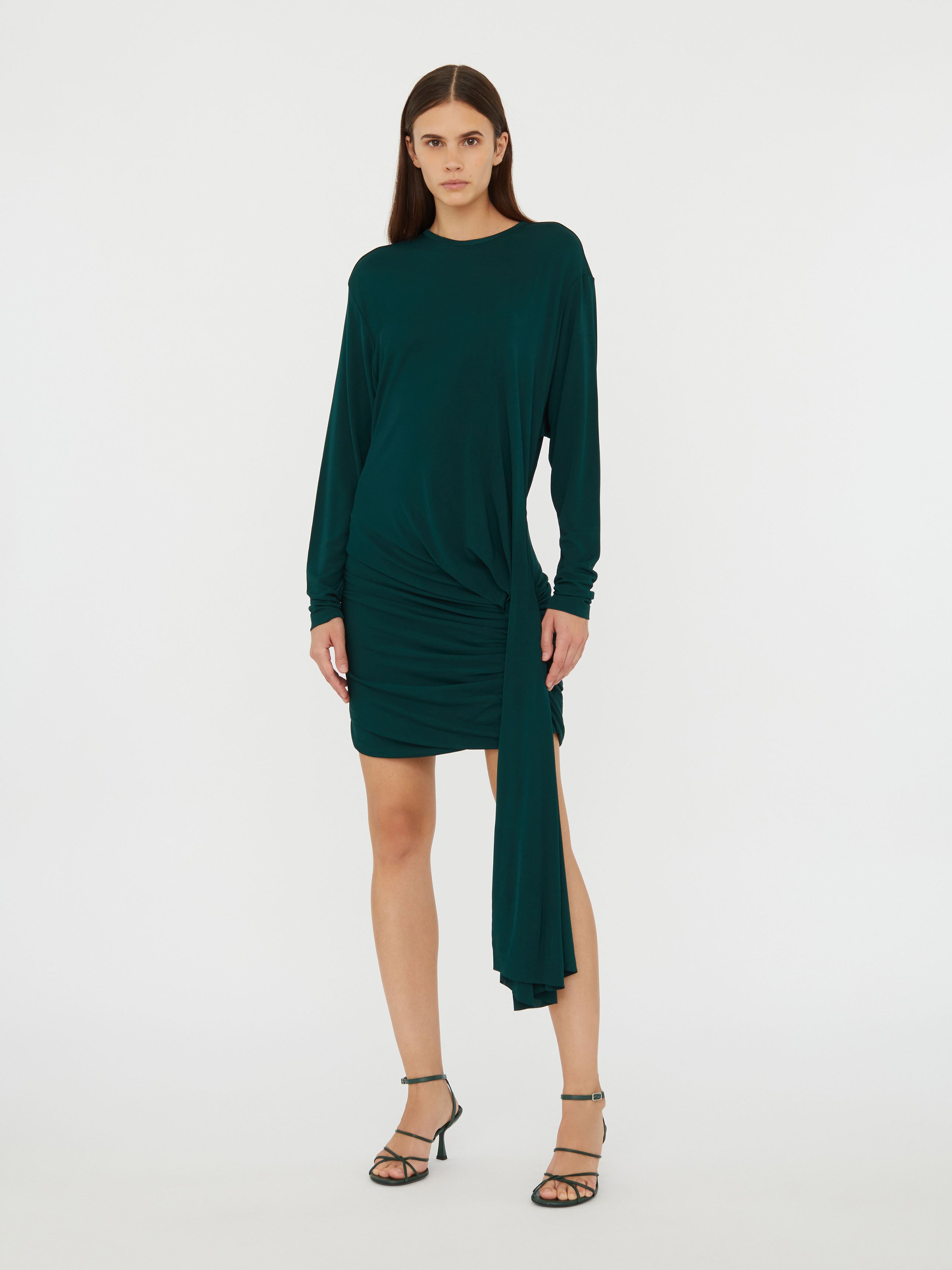 Side Cowl Drape Extension Dress