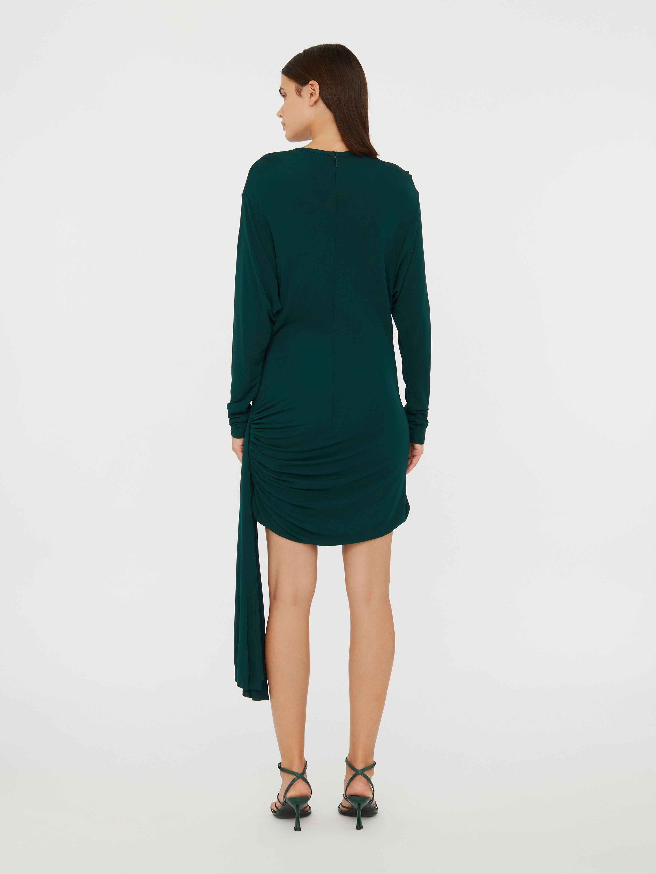 Side Cowl Drape Extension Dress