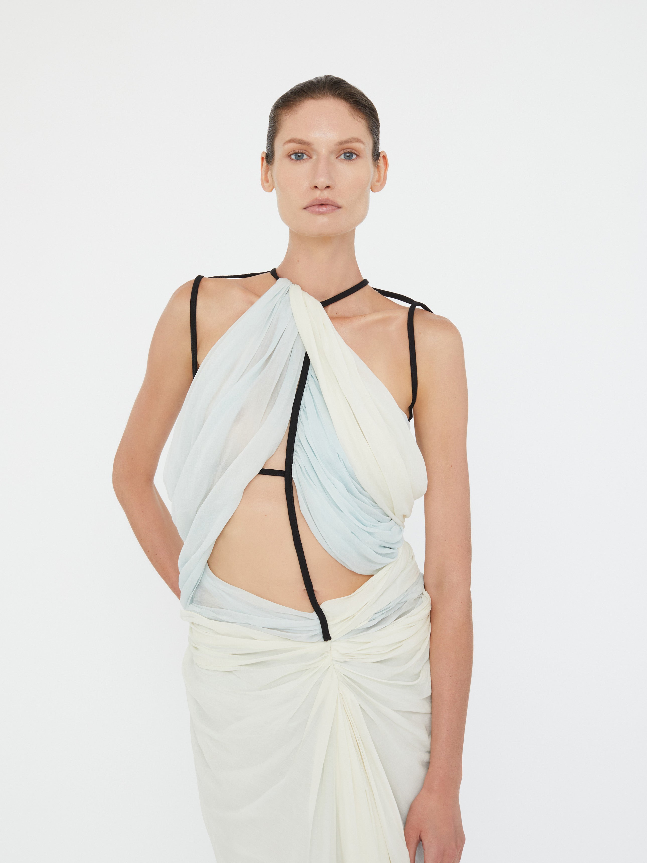 Latticed Lace Drape Torrent Dress