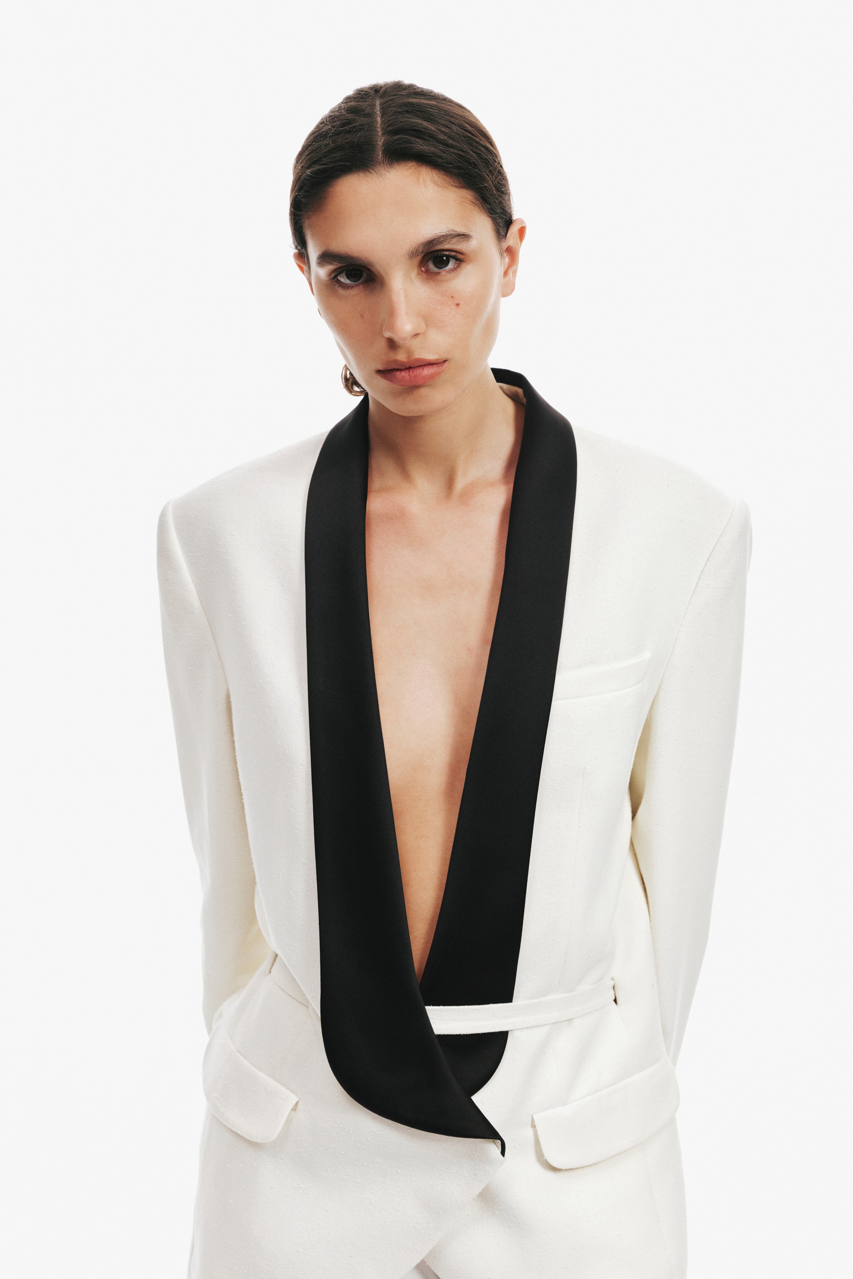 Tuxedo Contrast Silk Blazer