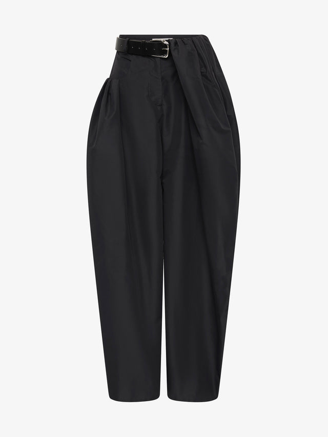 Cocoon Belted Taffeta Trouser