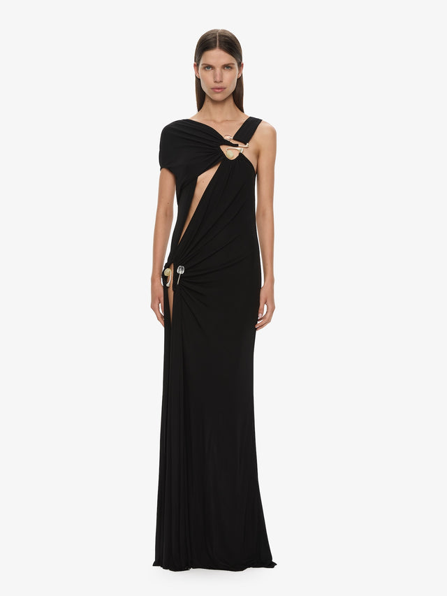 Veer Spiral Crystal Draped Jersey Dress